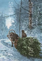 Открытки 17 видов 2021г. "В город на Рождество" 1766